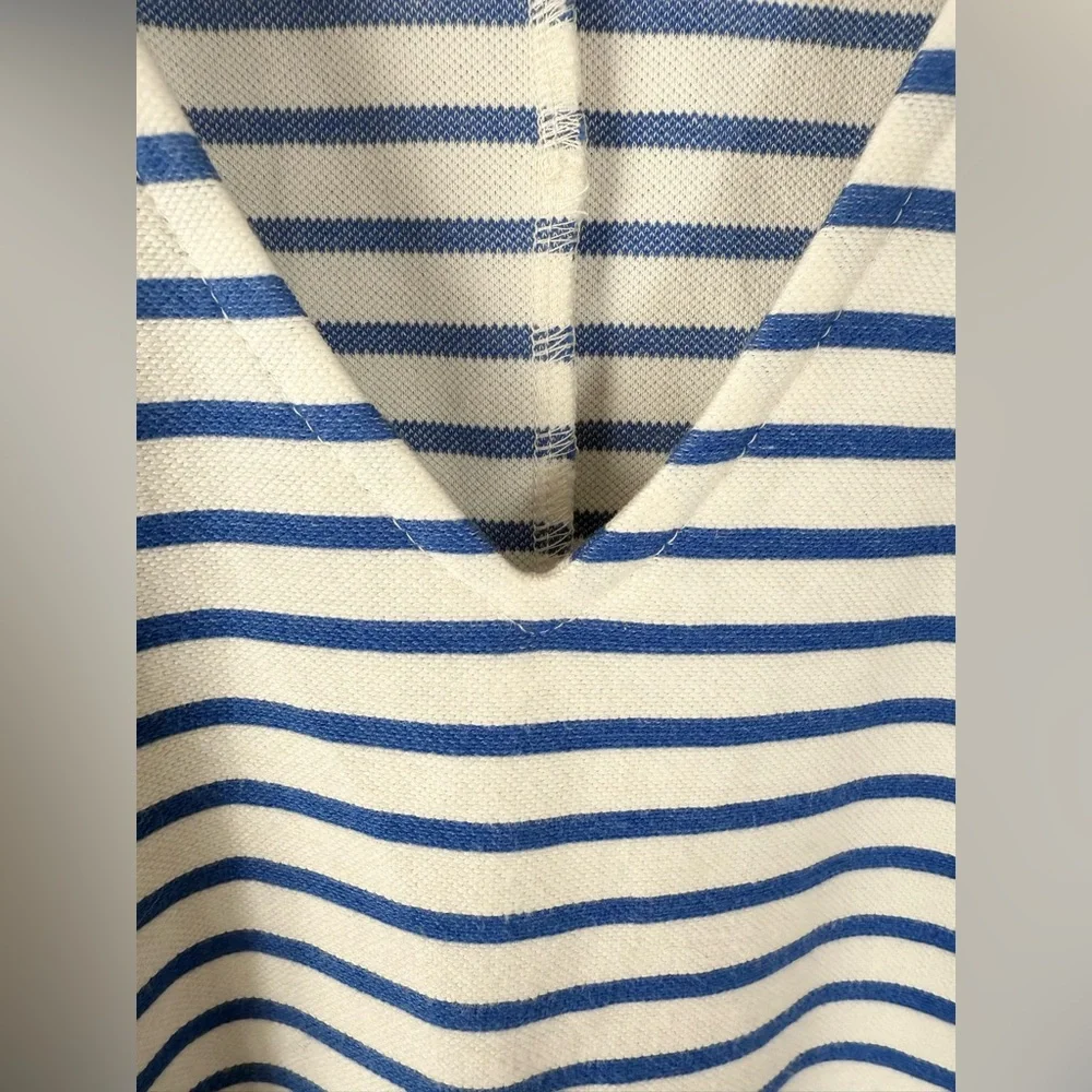 J CREW Factory Blue White Striped V-neck Shift Dress Women’s Nautical - Small - Picture 6 of 7